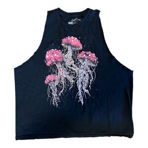 Threadless Kooky Love Jellyfish Black  Sleeveless Cotton Sz XL